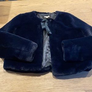 Madison Jules Faux Fur Navy Jacket L Large